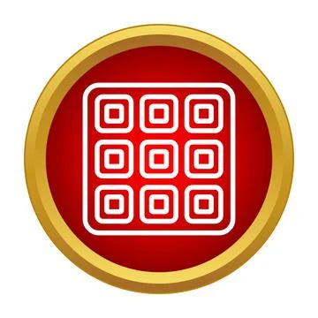 Grid menu icon in red circle web button Stock Illustration