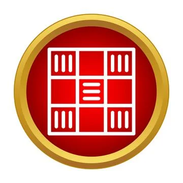 Grid menu icon on red circle button Stock Illustration