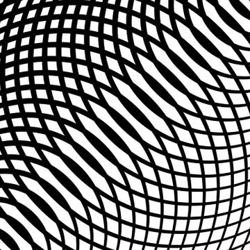 Grid, mesh of curved lines. Cellular moire effect. Abstract geometric pattern Illustrazione stock