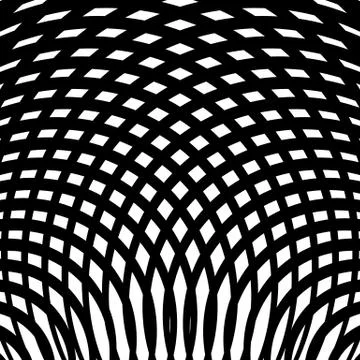 Grid, mesh of curved lines. Cellular moire effect. Abstract geometric pattern Illustrazione stock
