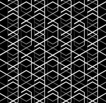 Grid, mesh geometric seamlessly repeatable pattern, monochrome background, te Stock Illustration