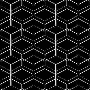 Grid, mesh geometric seamlessly repeatable pattern, monochrome background, te Illustrazione stock