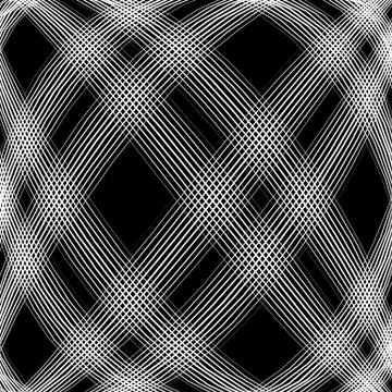 Grid, mesh, intersecting lines pattern with convex distortion. Lines are irre Stock Illustration