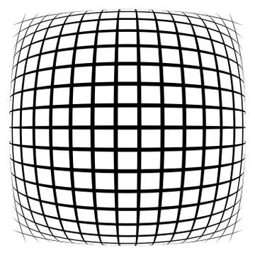 Grid, mesh, lattice with distortion, warp effect. Abstract element Illustrazione stock