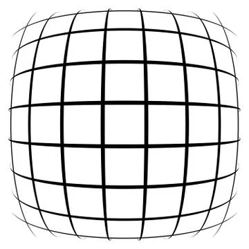 Grid, mesh, lattice with distortion, warp effect. Abstract element Stock Illustration