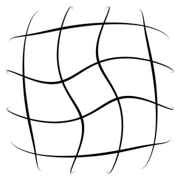 Grid, mesh, lattice with distortion, warp effect. Abstract element Stock Illustration