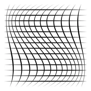 Grid, mesh, lattice with distortion, warp effect. Abstract element Stock Illustration