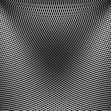 Grid, mesh of lines with dynamic distortion effect. Geometric pattern element Illustrazione stock