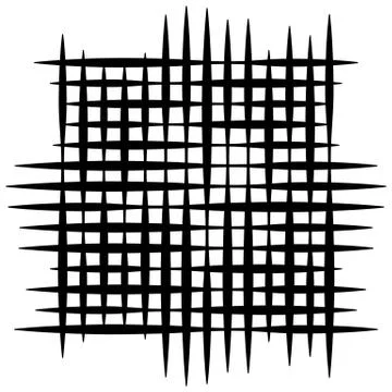 Grid mesh pattern - Irregular intersecting straight lines. monochrome abstrac Stock Illustration