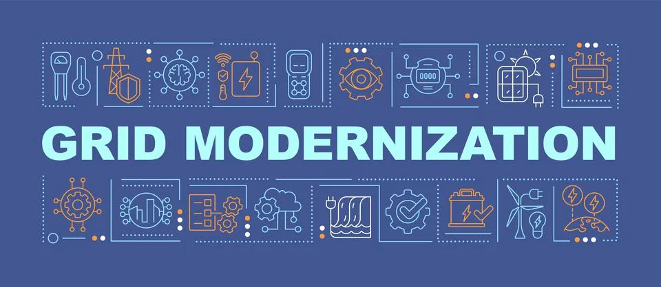 Grid modernization word concepts blue banner Illustrazione stock