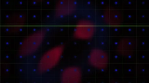 Grid Motion Background with Glowing Blue Dots and Red Shapes for Tech Prese.. Stock Footage 343725584