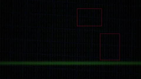 Grid Motion Graphic with Green Line and Red Target Boxes for Scanning Interfa Stock Footage 343725897
