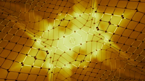 Grid moves in waves and with triangular pattern and light. Design. Grid with Stock Footage 248712056