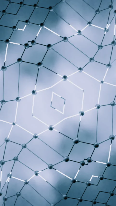 Grid moves in waves and with triangular pattern and light. Design. Grid with Stock Footage 283291918