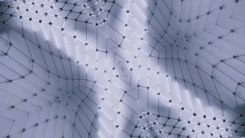 Grid moves in waves and with triangular pattern and light. Design. Grid with 스톡 일러스트