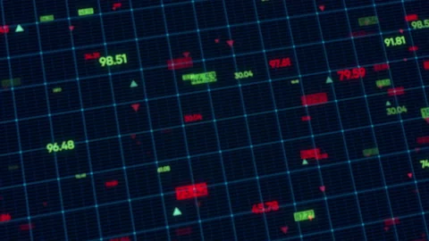 Grid moving with digital stock indicators. Data processing on grid background Stock-Footage 237705109