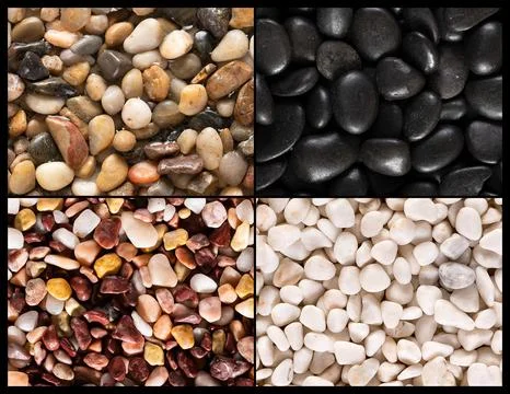 Grid of Multi-Colored River Pebbles Stock Photos
