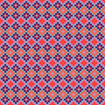 Grid navajo geometric seamless pattern pixel art and rhomb bead shapes texture. Stock Illustration