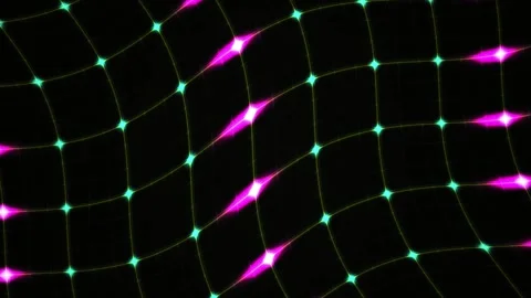 Grid Neon Glowing Wave Abstract Technology Motion Background Stock Footage 343726256