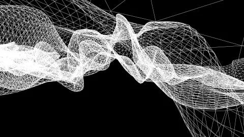 Grid net abstract drawing polygonal wireframe smoke cloud soft simulation Stock Illustration