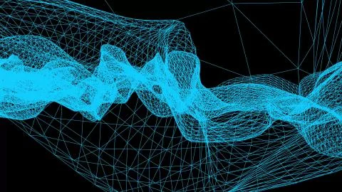 Grid net abstract drawing polygonal wireframe smoke cloud soft simulation Illustrazione stock