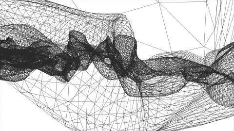 Grid net abstract drawing polygonal wireframe smoke cloud soft simulation Stock Illustration