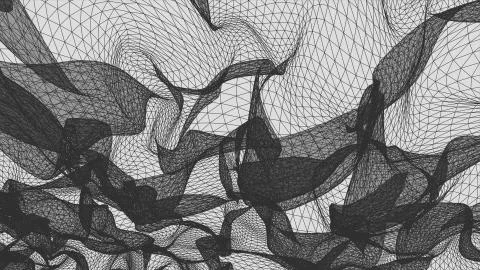 Grid net abstract drawing polygonal wireframe smoke cloud soft simulation Stock Illustration