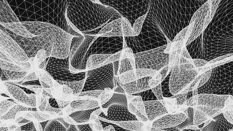 Grid net abstract drawing polygonal wireframe smoke cloud soft simulation Stock Illustration