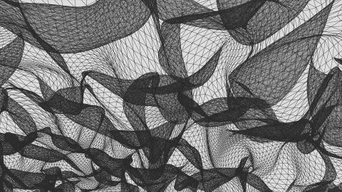Grid net abstract drawing polygonal wireframe smoke cloud soft simulation イラスト素材