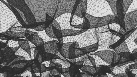 Grid net abstract drawing polygonal wireframe smoke cloud soft simulation Stock Illustration