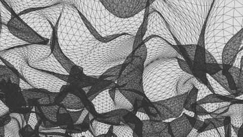 Grid net abstract drawing polygonal wireframe smoke cloud soft simulation Stock Illustration