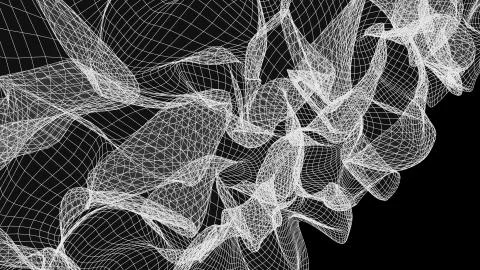 Grid net abstract drawing polygonal wireframe smoke cloud soft simulation Illustrazione stock
