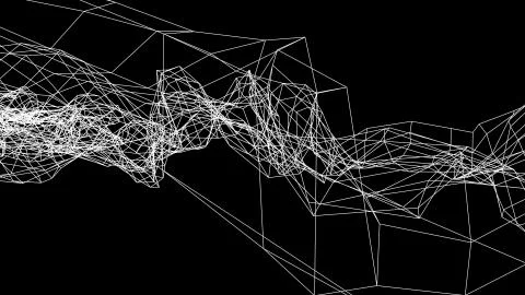 Grid net abstract drawing polygonal wireframe smoke cloud soft simulation Illustrazione stock