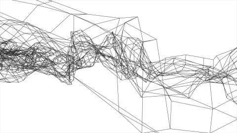 Grid net abstract drawing polygonal wireframe smoke cloud soft simulation Illustrazione stock
