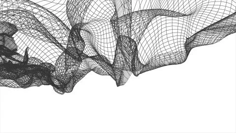 Grid net abstract drawing polygonal wireframe smoke cloud soft simulation イラスト素材