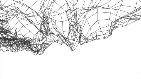 Grid net abstract drawing polygonal wireframe smoke cloud soft simulation Illustrazione stock