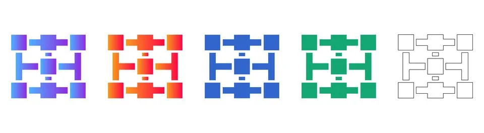 Grid Network and Connectivity Icons Illustrazione stock