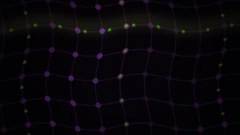 Grid Network Animation with Purple and Green Glowing Nodes for Digital Back.. 動画素材 343725948