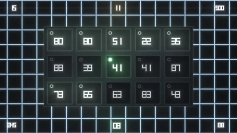 Grid with numbers and light effects in a digital Stock Footage 338316366
