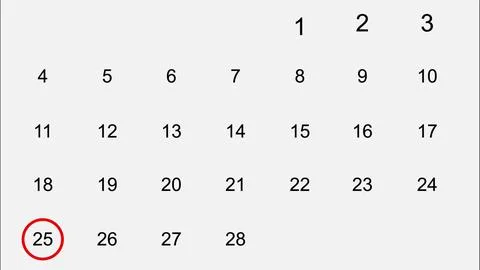 Grid of numbers with a red circle around the number 25 Illustrazione stock