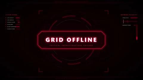 Grid offline critical infrastructure failure hud interface motion overlay d.. Stock Footage 337561568