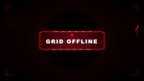 Grid offline hud interface: sci-fi emergency system alert and digital shutd.. Stock Footage 337561567