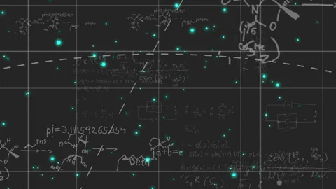 Grid opening with dashed lines before flickering teal dots and forming Stock Footage 315788760