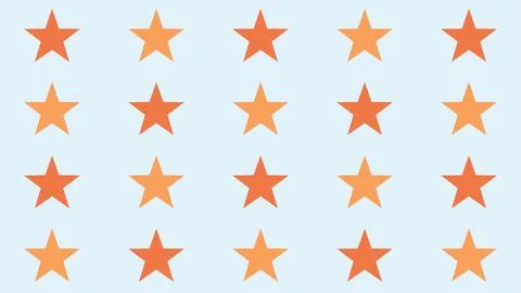 Grid of orange gradient stars on light blue background Stock Illustration