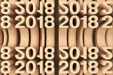 Grid of orange New 2018 Year figures Stock Illustration
