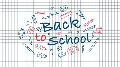 Grid Paper Back To School Supplies Animation Stock Footage 312130006