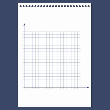 Grid paper. Mathematical graph. Cartesian coordinate system with x-axis, y-axis Stock Illustration