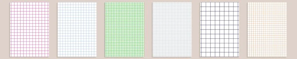 Grid paper set. Abstract squared background with color graph. Geometric pattern Illustrazione stock