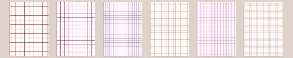 Grid paper set. Abstract squared background with color graph. Geometric pattern Illustrazione stock