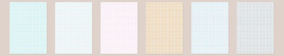 Grid paper set. Abstract squared background with color graph. Geometric pattern Stock Illustration